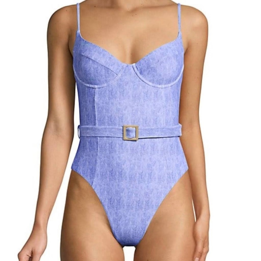 Nwt WE WORE WHAT SWIM - XS Danielle One Piece Swimsuit in Light Wash